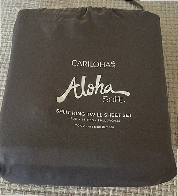 Cariloha Aloha Soft 4-Piece Sheet Set, Gray, Split King, 100% Viscose Bamboo