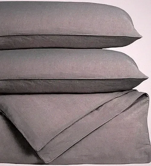 Cariloha Bamboo Linen Duvet Set Queen & 2 Standard Shams Onyx Gray NEW