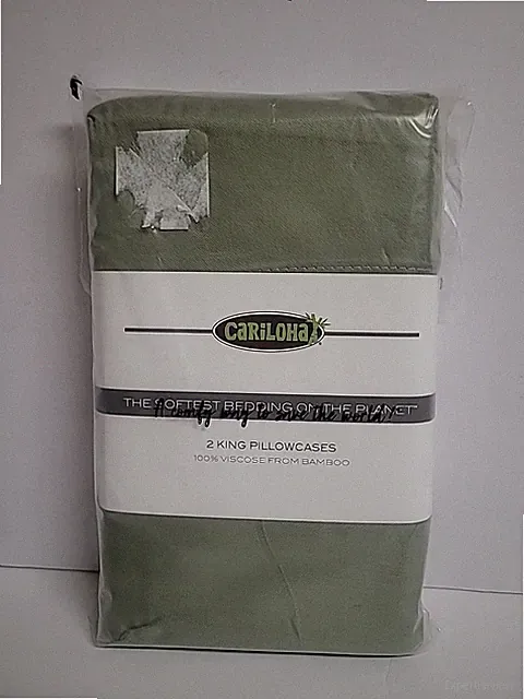 Cariloha Classic 2-Piece Twill Pillowcase Set | Sage | King | Viscose Materia...