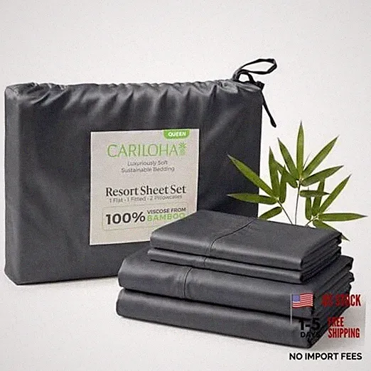 Resort 100% Organic Bamboo Viscose Sheets - 4-Piece Sheet Queen Blue Lagoon